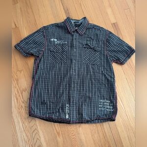 Trendy Black and White Plaid Button Down Shirt